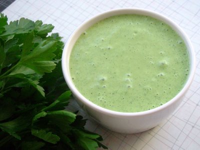 Green Goddess Dressing gets some of it's color from Vitamin C rich Parsley